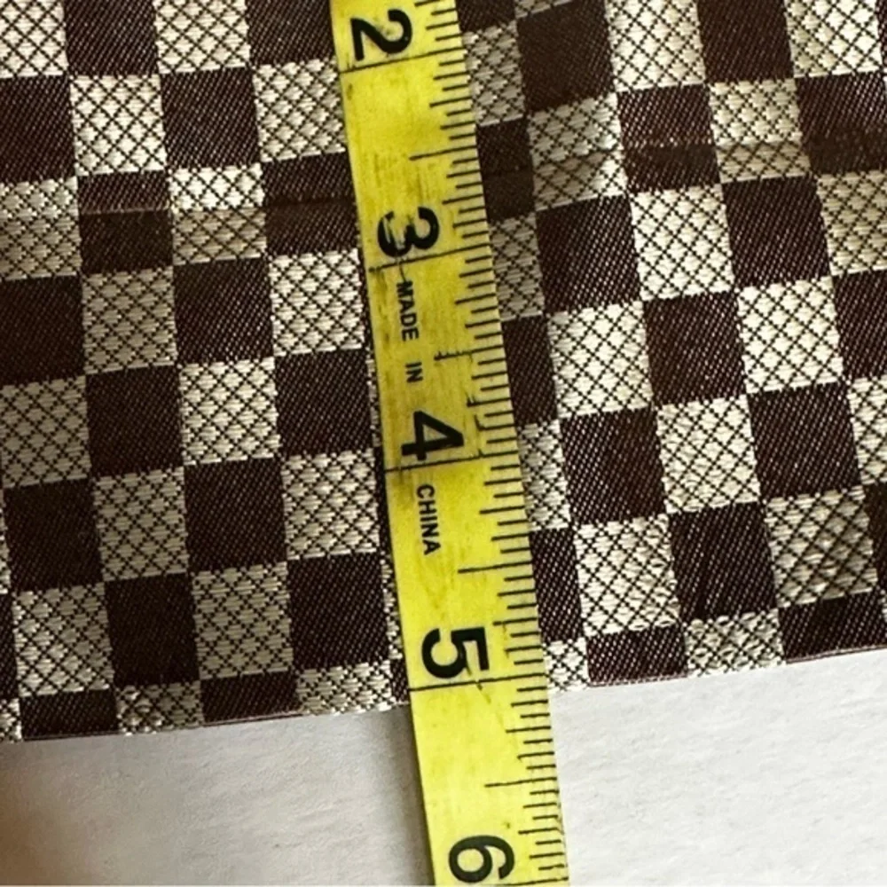 Checkered tote travel bag that rolls up Tan and brown NWOT